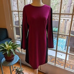 MICHAEL KORS MICHAEL DRESS SIZE 8P BLACK & HOT PINK LONG SLEEVE ZIPPER BACK 🤩🥰